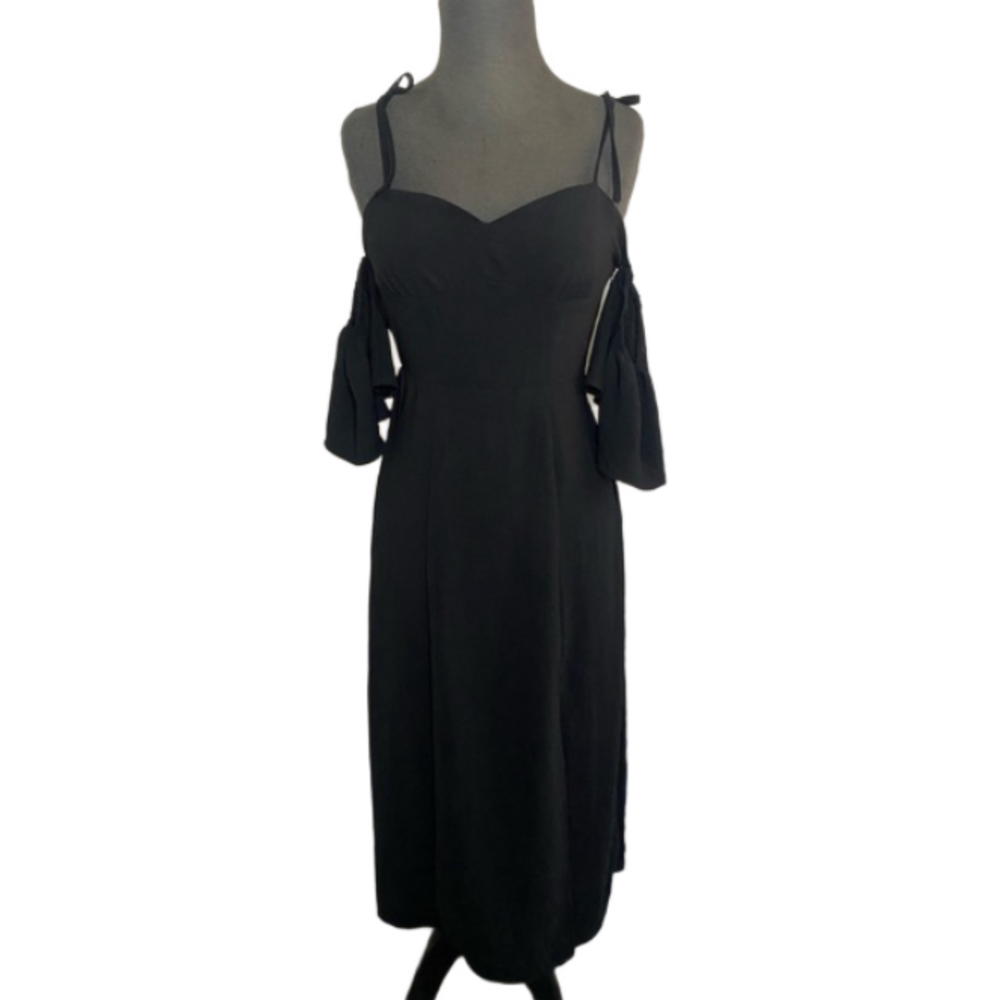 Black slit maxi dress off the shoulder straps